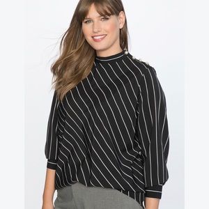 ELOQUII Stripe Top with Pearl Detail